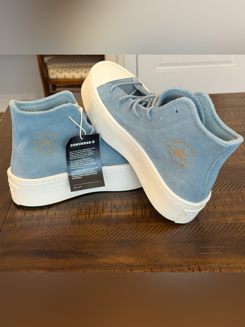 Converse Chuck Taylor All Star Modern Lift Platform High Top Blue Suede Sz 7